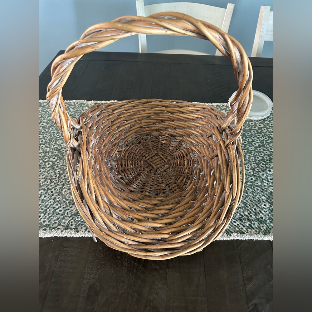 Vintage boho woven foraging flower basket thanksgiving